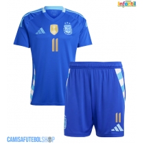 Camisa de time de futebol Argentina Angel Di Maria #11 Replicas 2º Equipamento Infantil Copa America 2024 Manga Curta (+ Calças curtas)